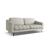 3-SITZER SOFA Chenille Stoff Beige - Beige/Schwarz, Textil/Metall (202/80/95cm) - Makamii