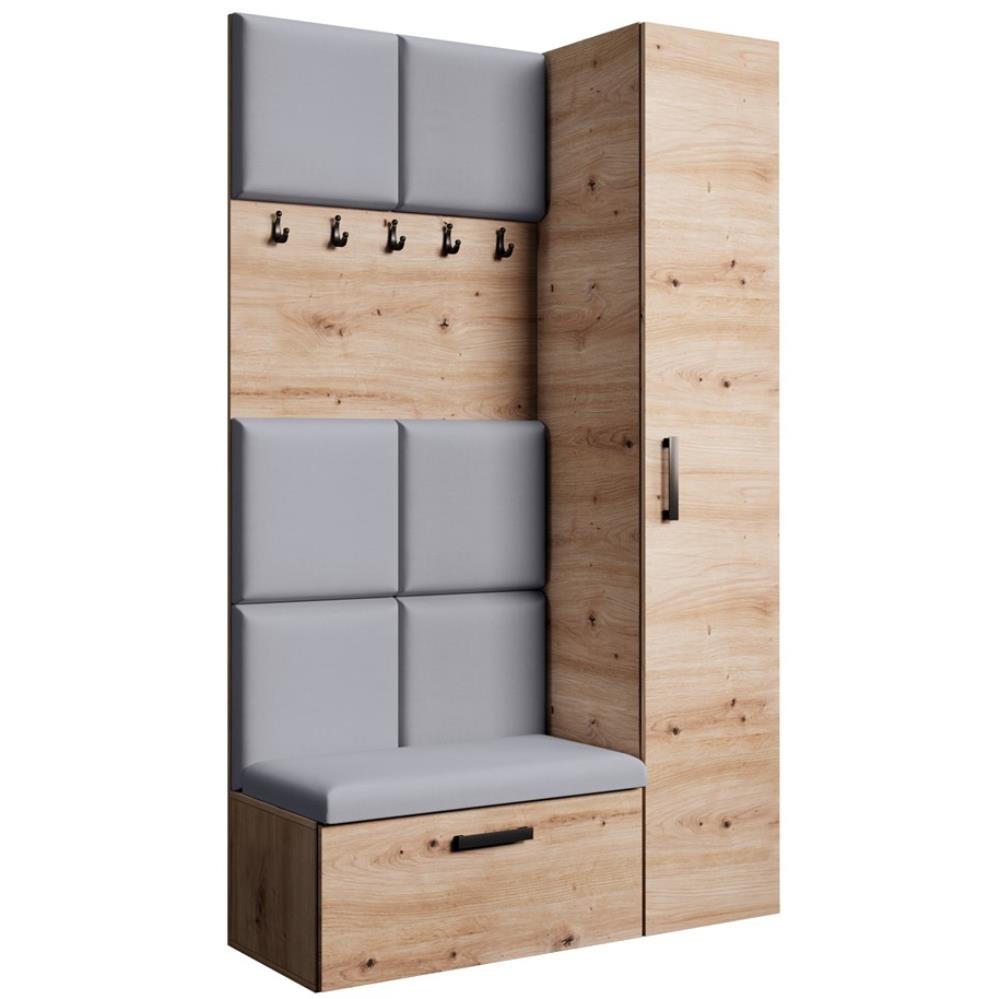 Beautysofa PŘEDSÍŇOVÁ sestava Margaret I+IV 121/203/43 s čalouněnými panely, dub artisan|černá