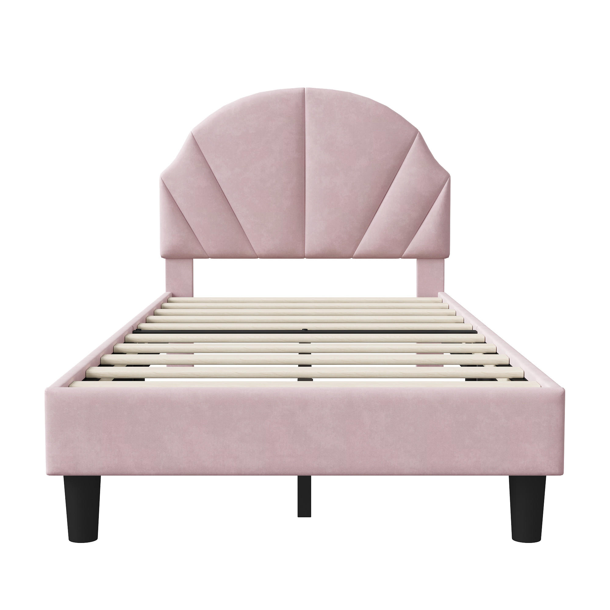 KINDERBETT 90x200 cm mit Kopfteil, Lattenrost, Samt, Rosa - Rosa, Holz (90/200cm)