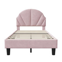 KINDERBETT 90x200 cm mit Kopfteil, Lattenrost, Samt, Rosa - Rosa, Holz (90/200cm)
