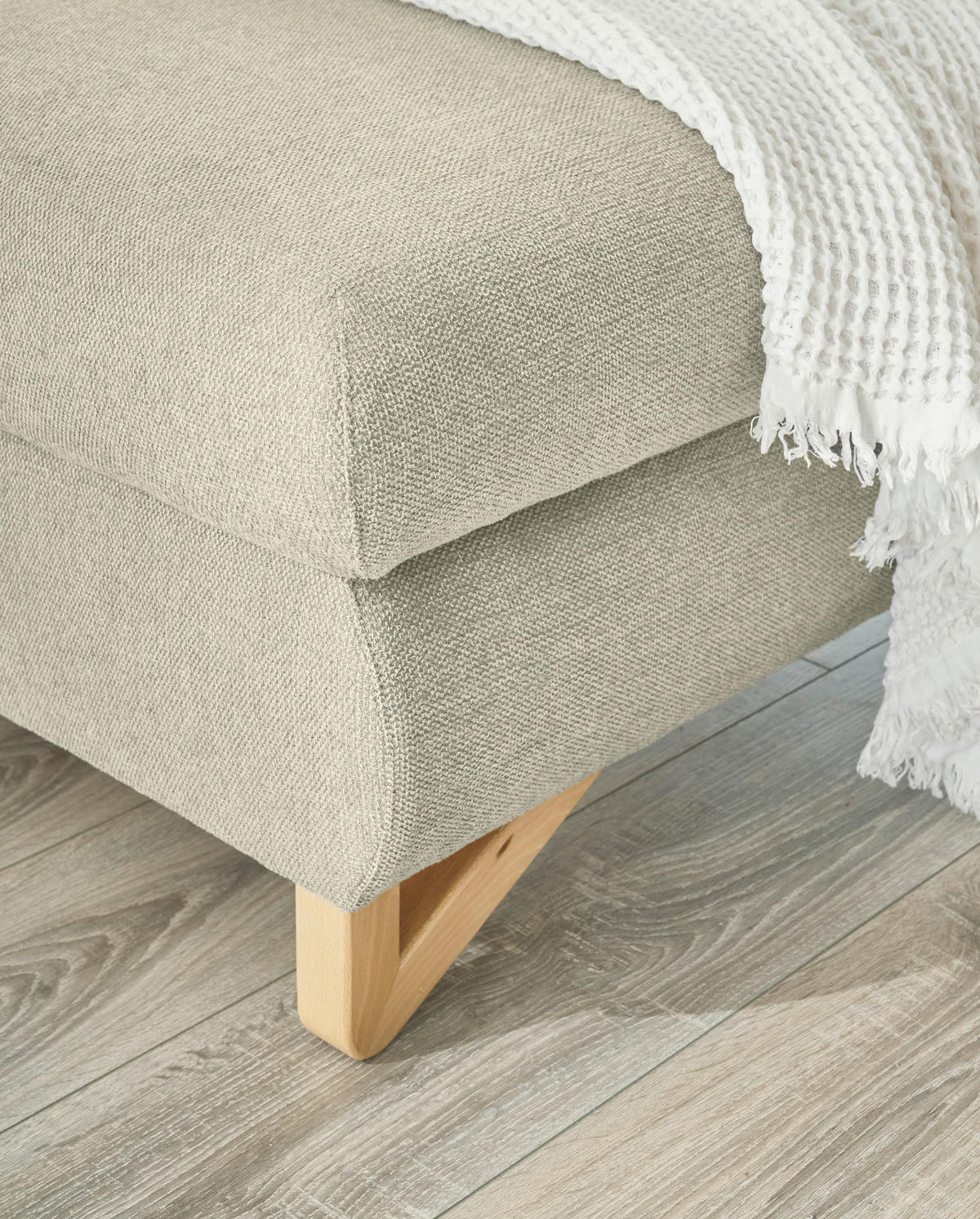 ECKSOFA beige Struktur-Stoff, Sofa mit Bettfunktion und Stauraum 284 cm - Beige, Holz/Textil (284/166cm) - Furn.Design