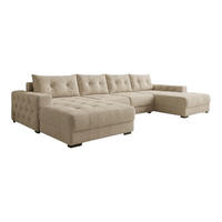 ECKSOFA MODENA 320 cm x 185 cm – Stoff: ZOOM 02 Farbe: Beige - Beige, Textil (320/185cm) - A&J MöbelLand