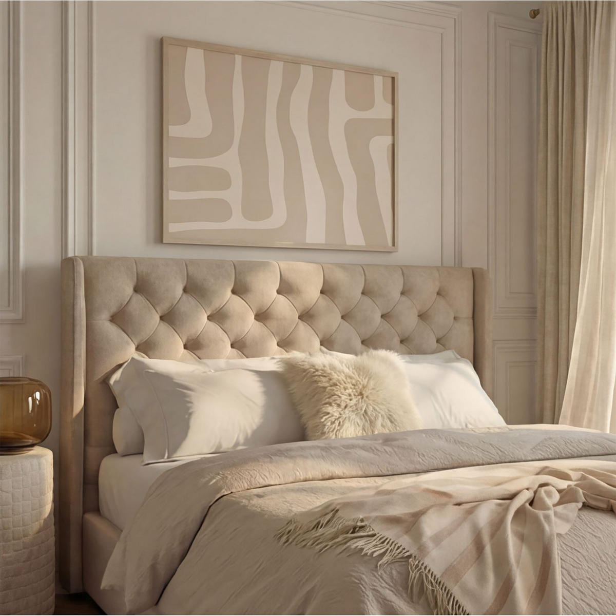 POLSTERBETT SAMPERI 180x200 cm beige - Beige, Textil (180/200cm) - IDIMEX