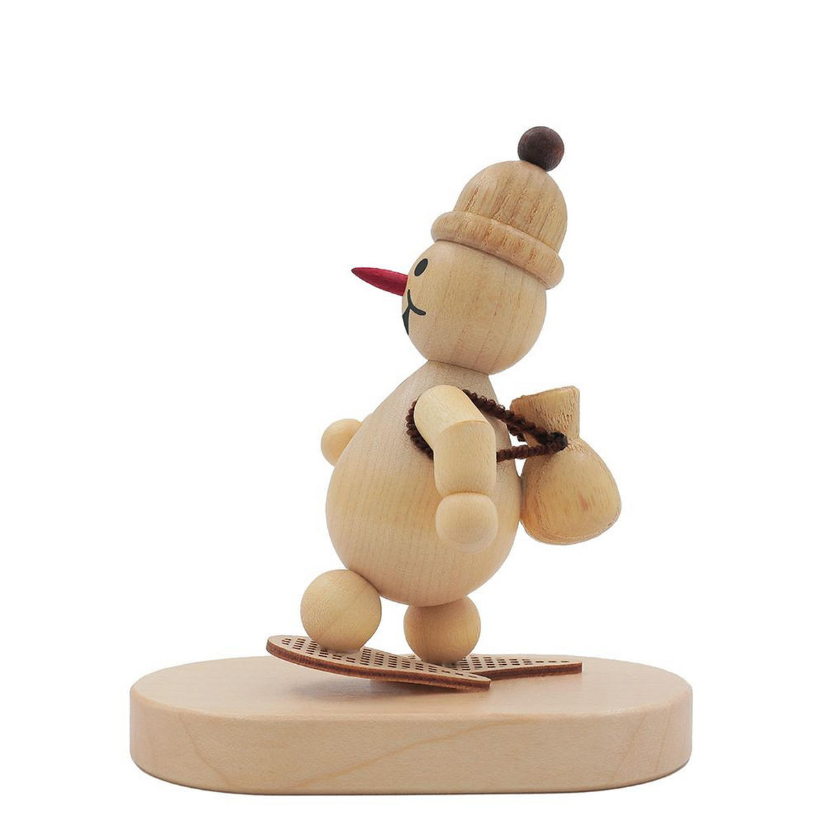 HOLZFIGUR Schneemann Junior Schneewanderer auf Sockel 9 cm - Multicolor, Holz (9/9/0.1cm)