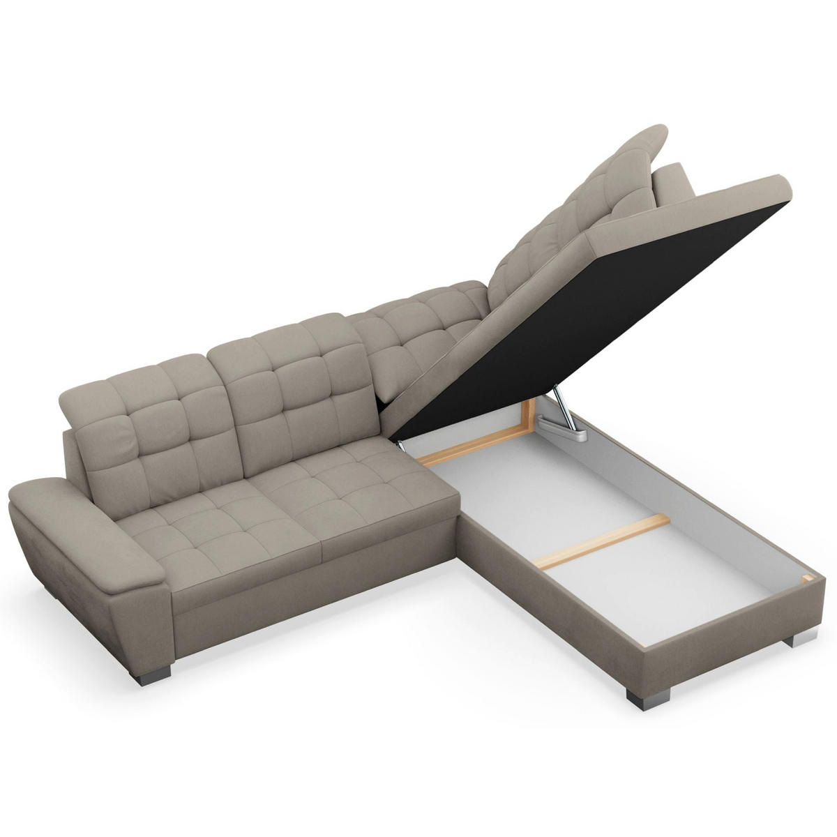 ECKSOFA Jamaal Taupe rechtsseitig - Taupe/Schwarz, Textil (212/258cm) - Selsey