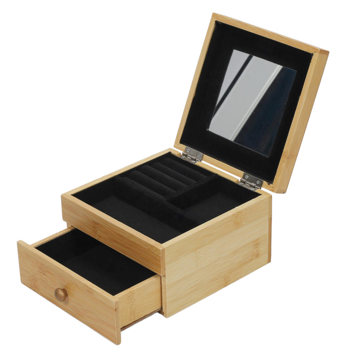 SCHMUCKSCHATULLE mit Spiegel Bamboo 15/15/9,5 cm - Braun, Naturmaterialien (15/9.5/15cm) - 5five Simply Smart