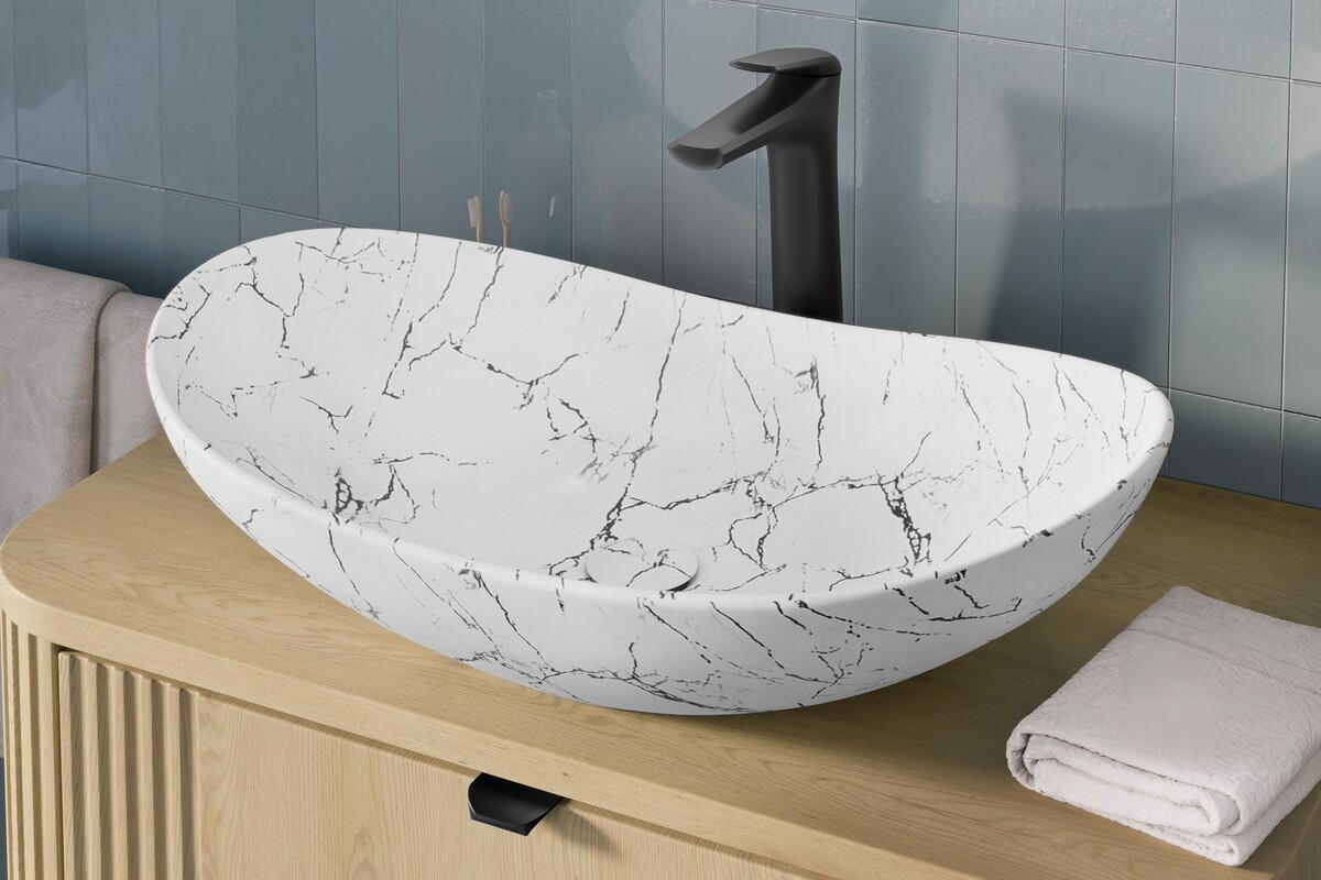 WASCHTISCHKOMBI 100 cm 3 Teile - Ovalia Cremona O BM408 in Cremona-Eiche - Eichefarben/Weiß, Holz/Keramik (100/54/46cm)