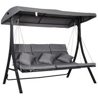 HOLLYWOODSCHAUKEL, mit Sonnendach,Metall, Texteline, Grau, 200 x 115 x 168 cm - Grau, Metall (115/168/200cm) - Outsunny