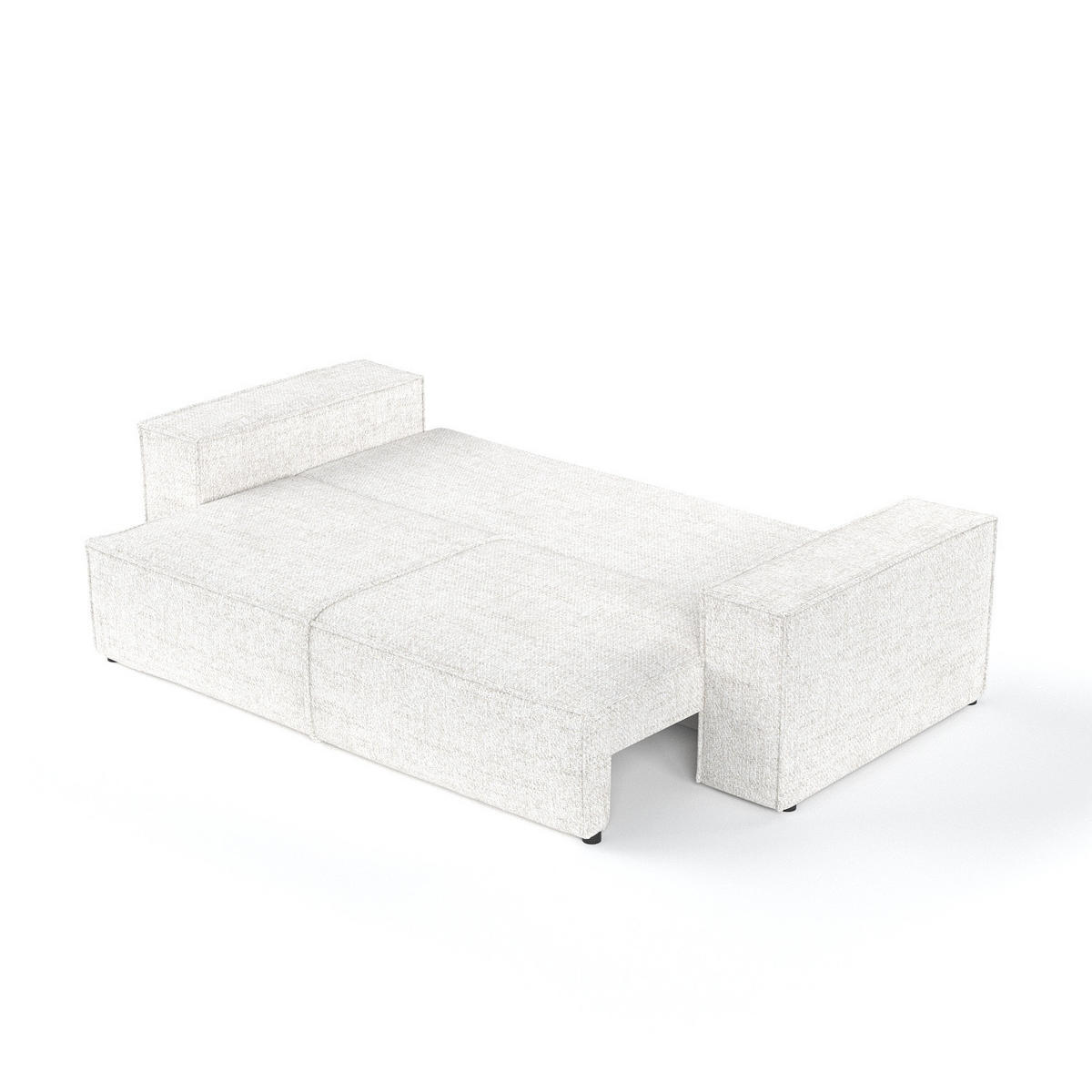 SOFA RESSO mit Schlaffunktion Creme im Neve Stoff - Creme/Schwarz, Holz/Holzwerkstoff (255/70/105cm) - AltaBeds