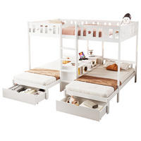 ETAGENBETT 90/200 cm & 140/200 cm mit Leiter, Stauraum und 2 Schubladen, Stern- und Monddesign, Weiß - Weiß, Holzwerkstoff (90/200cm) - Redom