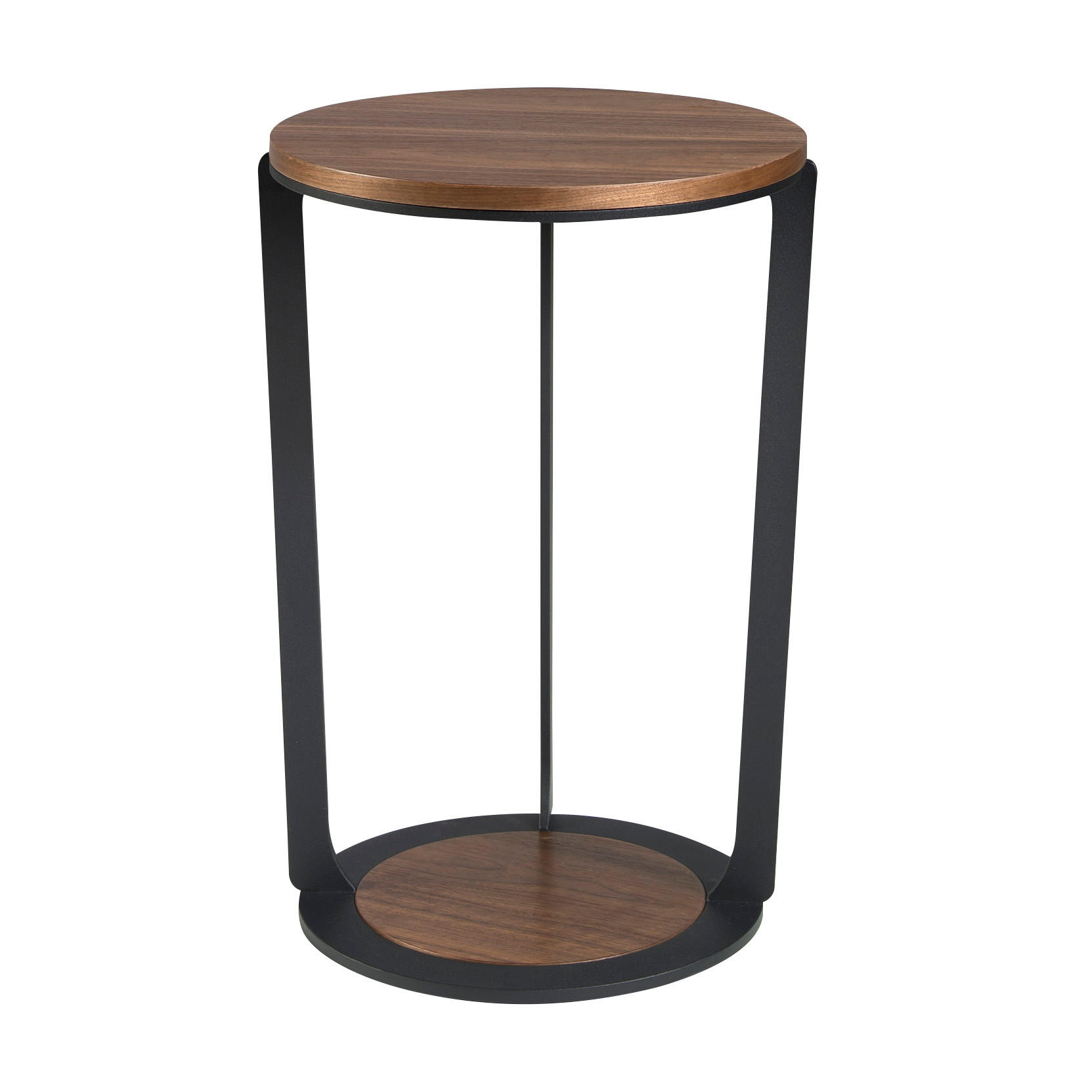 ECKTISCH Walnuss Furnier Walnuss und Schwarz Ø38 / 56 cm - Nussbaumfarben/Schwarz, Holz (38/38/56cm) - ANGEL CERDA