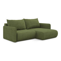ECKSOFA Rechts mit Schlaffunktion Chenille Stoff Grün - Dunkelgrün/Schwarz, Kunststoff/Textil (207/148cm) - Makamii