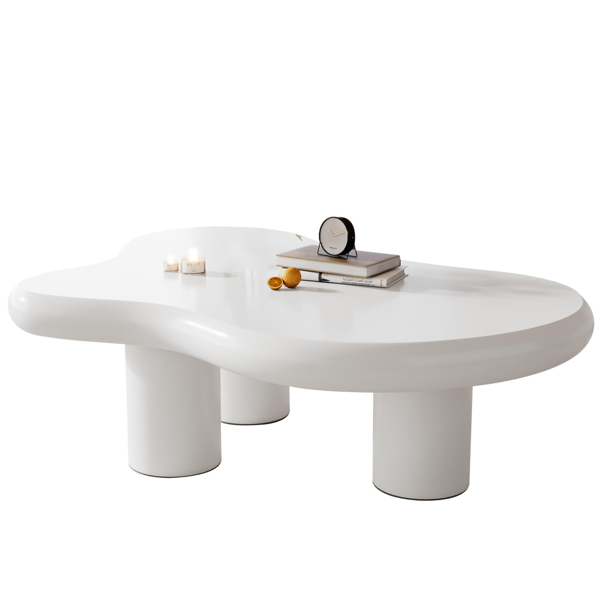 COUCHTISCH aus MDF 97x67x32 cm in Weiß mit Filzunterlagen - Weiß, Holzwerkstoff (97/67/32cm) - Modfu