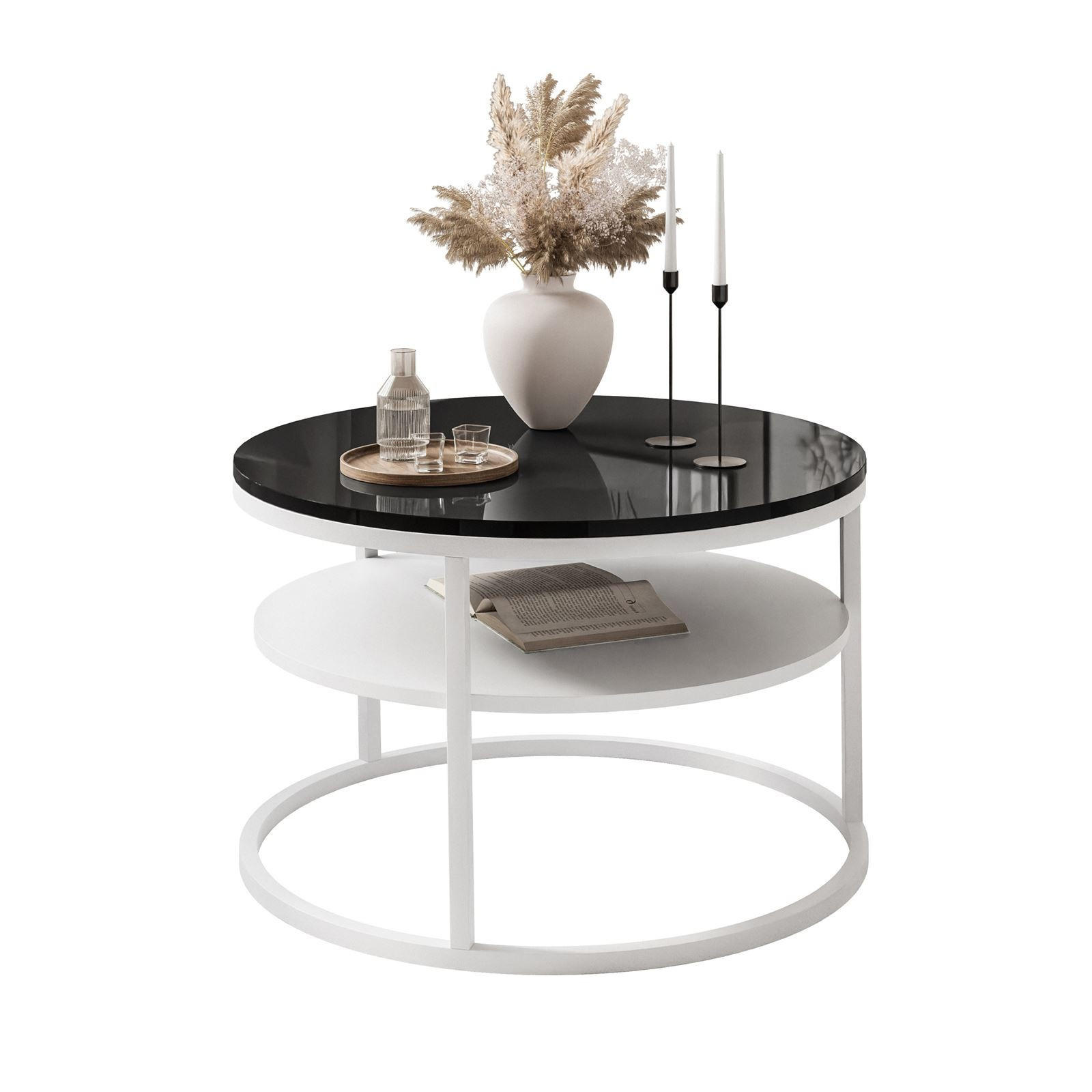 COUCHTISCH CIRI SLIM mit Regal Hochglanz - Weiß, Holzwerkstoff (60/60/42cm) - Lookway