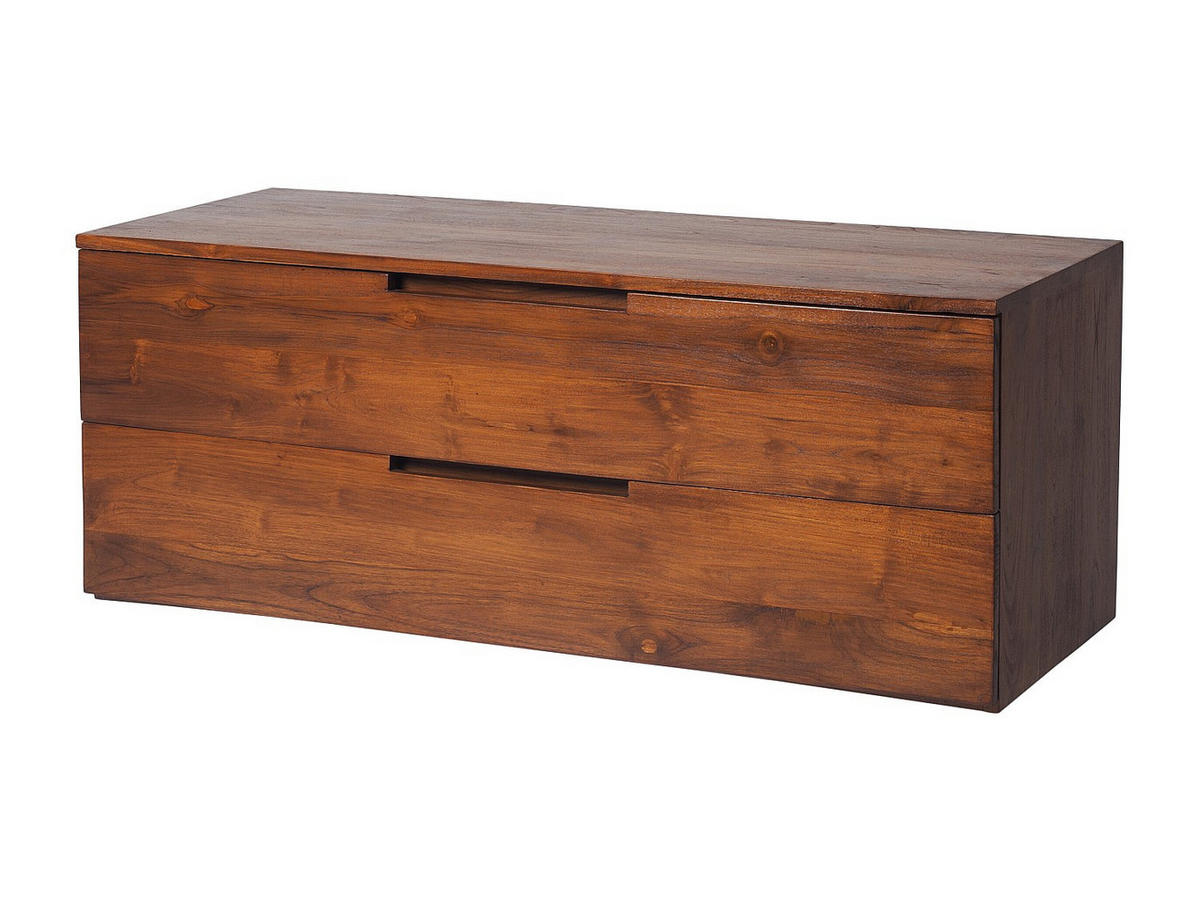 WASCHBECKENUNTERSCHRANK - 115 cm x 45 cm - Holz, Platte - Naturfarben Dunkel - BIMBING - Teakfarben, Holz (115/45/45cm) - Vente-Unique