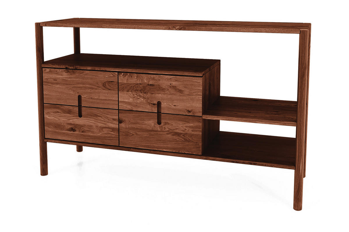 REGAL INA Wildeiche - Dunkelbraun, Holz (142/86/46cm) - byoak