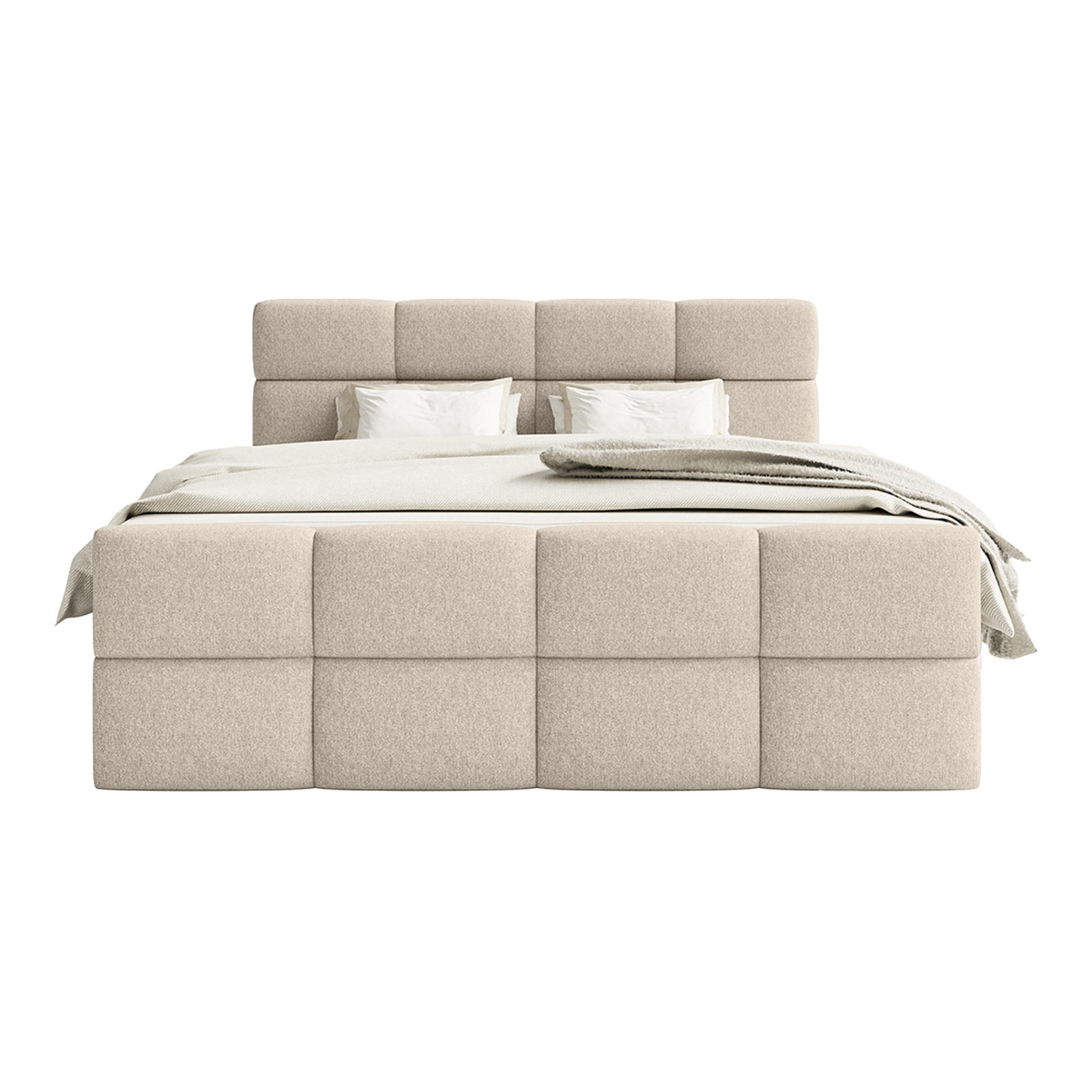BOXSPRINGBETT ALZEA 200x200 cm, Beige - Beige, Textil (200/200cm) - Fedve