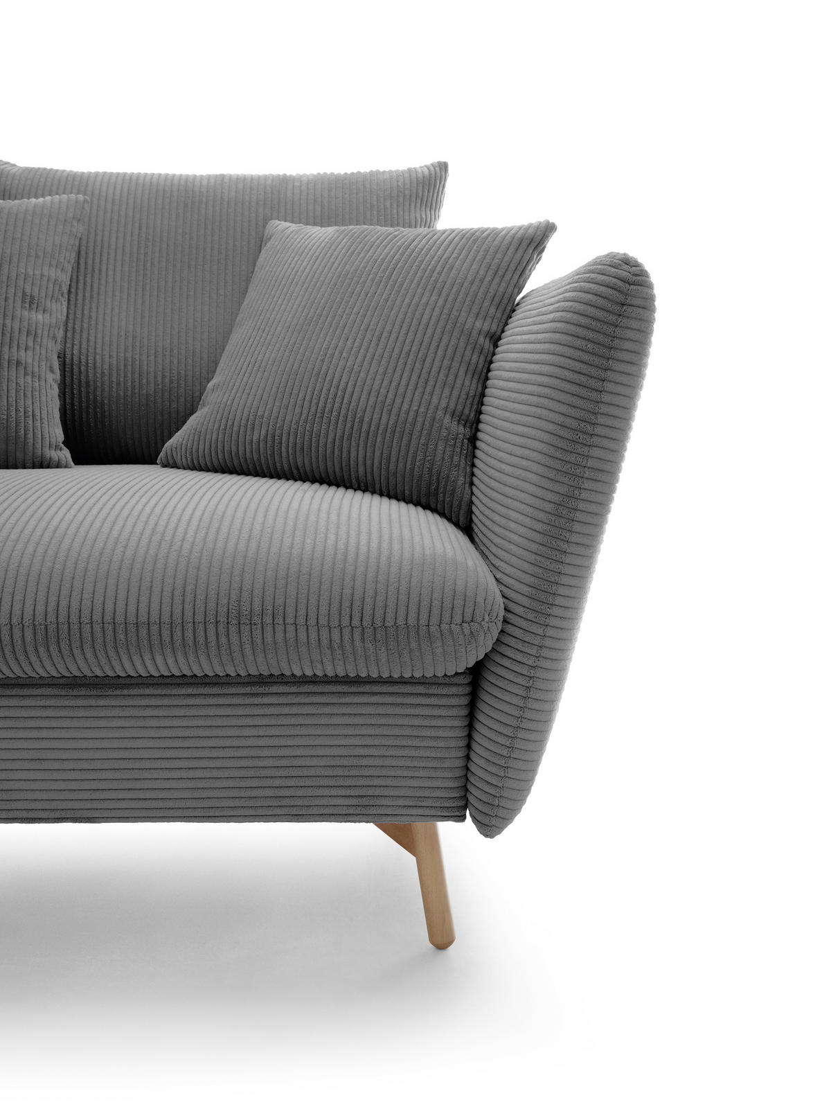 ECKSOFA Savona L-Form 260 cm, Cordstoff, Links, Grau - Grau, Holz (258/167cm) - Emporius