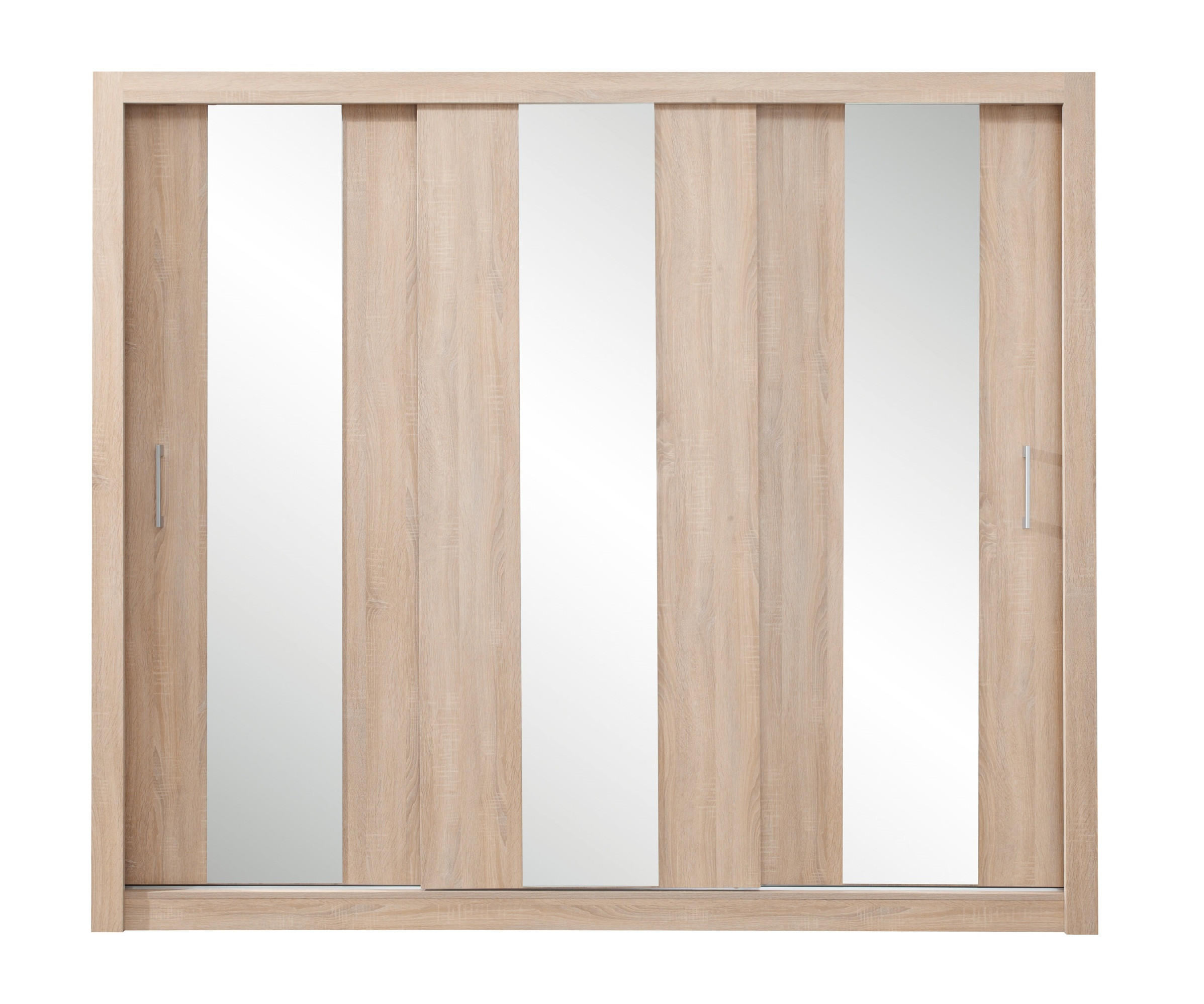 SCHWEBETÜRENSCHRANK MIRA 250/215/60cm 3-türig mit Spiegel Sonoma Eiche - Eichefarben/Sonoma Eiche, Holzwerkstoff (250/215/60cm) - MASSENO