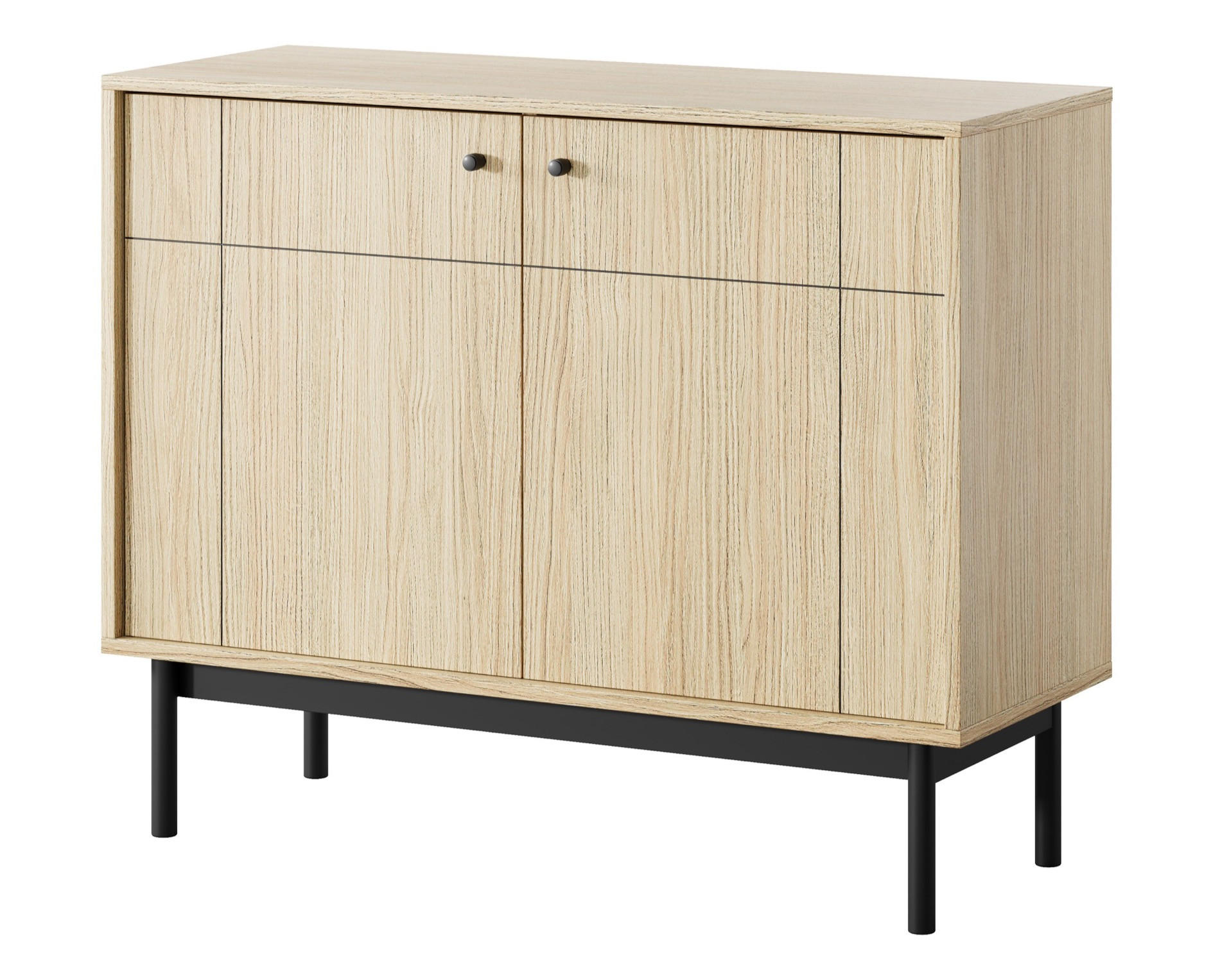 SIDEBOARD Japandies Eichenholzoptik 104 cm - Eichefarben/Schwarz, Holz/Holzwerkstoff (103.5/83.5/39cm) - Selsey