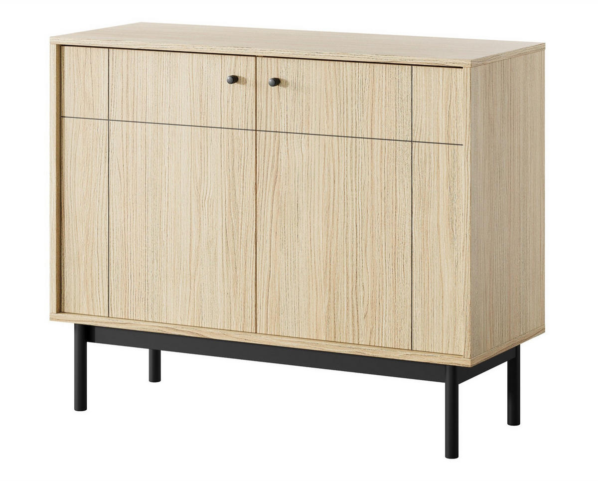 SIDEBOARD Japandies Eichenholzoptik 104 cm - Eichefarben/Schwarz, Holz/Holzwerkstoff (103.5/83.5/39cm) - Selsey
