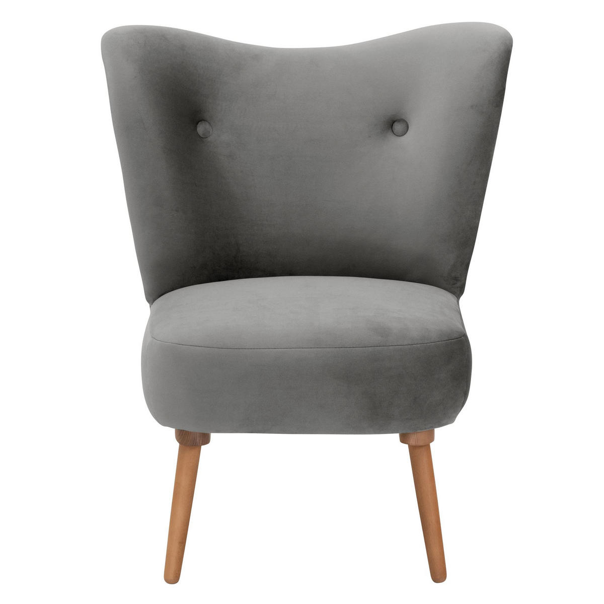 COCKTAILSESSEL Kayra Samtvelours grau - Grau, Kunststoff (72/90/74cm) - 58aufmkessel
