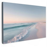 LEINWANDBILD Küstenlinie - Pastell - Wasser Wohnzimmer Groß 120x80 cm - Pastellblau, Textil (120/80cm) - MuchoWow