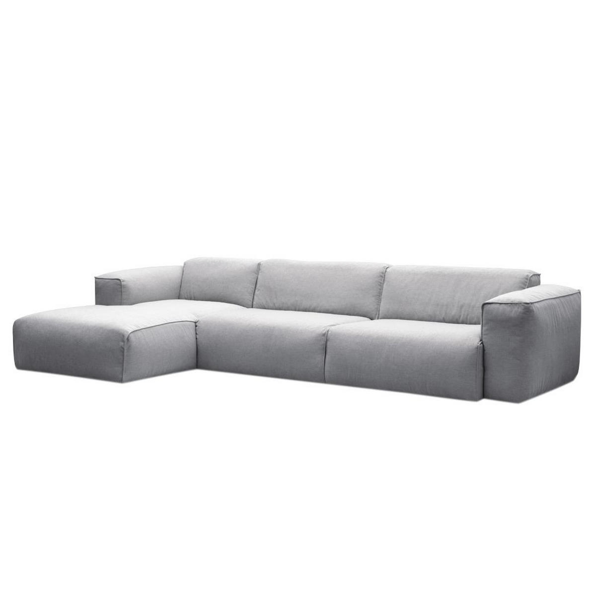 3-SITZER ECKSOFA mit Longchair - Hellgrau/Schwarz, Kunststoff/Textil (317/173cm) - home24