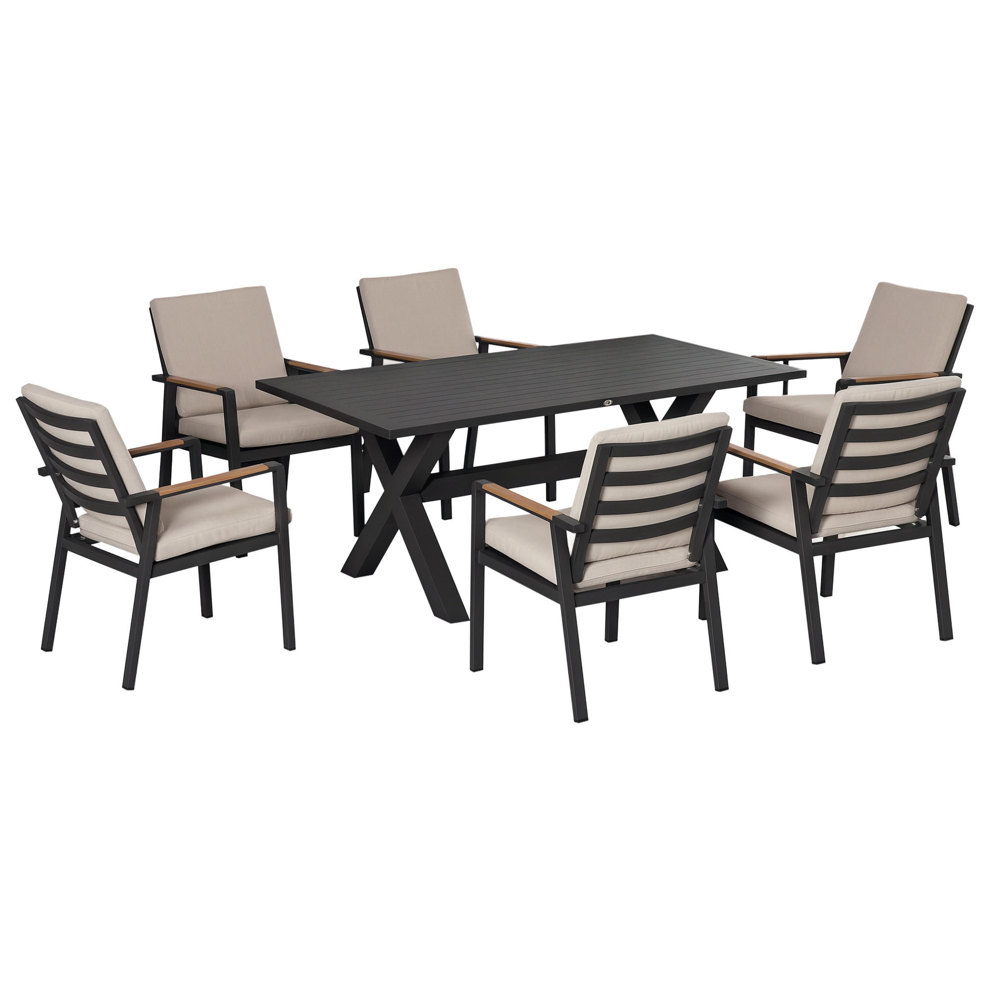 GARTENMÖBEL-SET DE-09658 Schwarz + Grau - Grau, Metall - ComfortXL