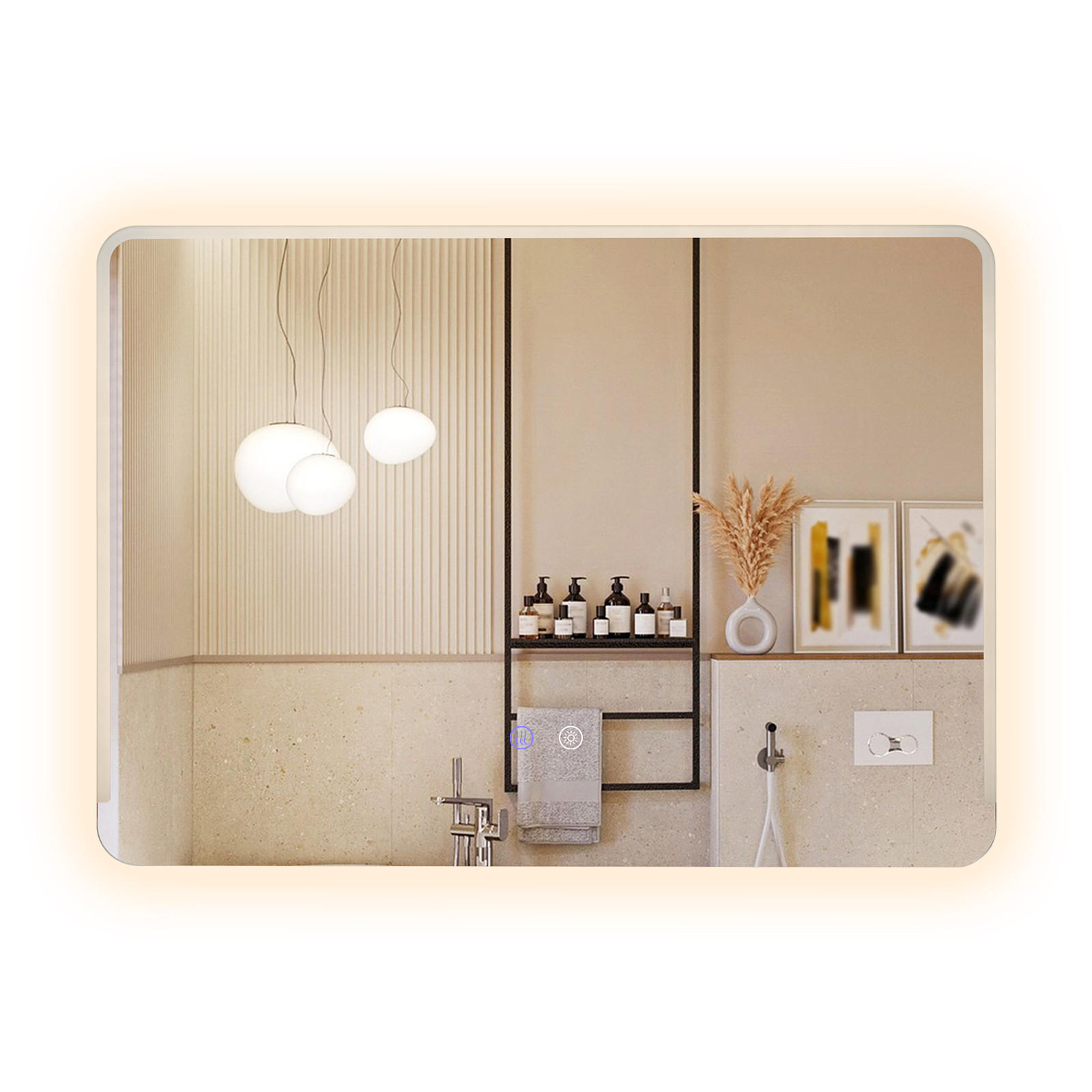 BADSPIEGEL mit Beleuchtung silber - Silberfarben, Glas (70/50/3cm) - COSTWAY