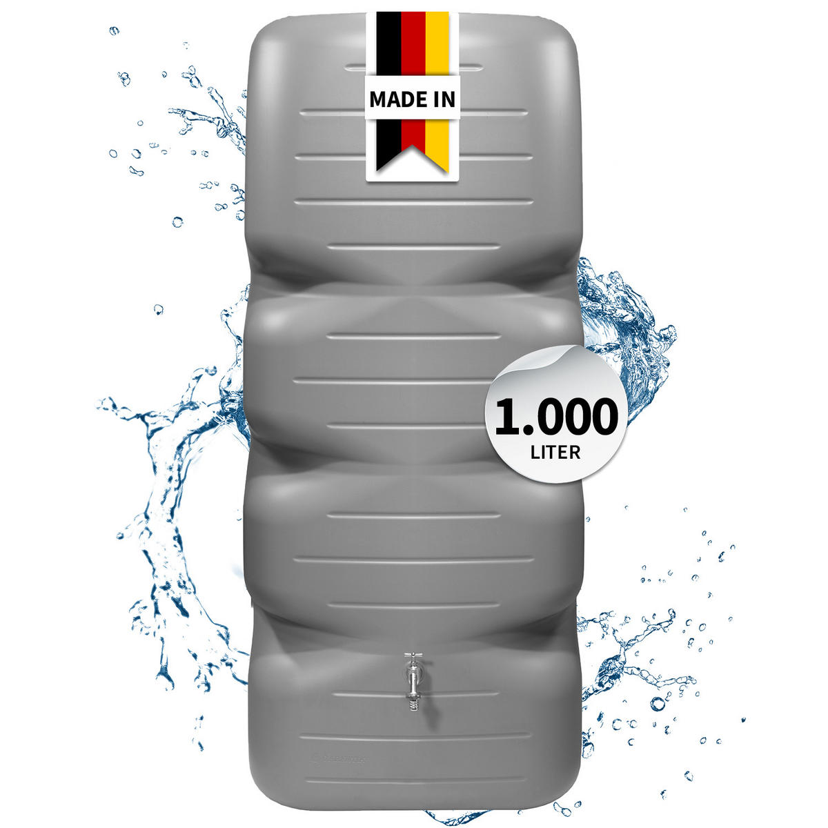 REGENTONNE 1000 L, betongrau - Grau, Kunststoff (80/184/80cm) - GARANTIA