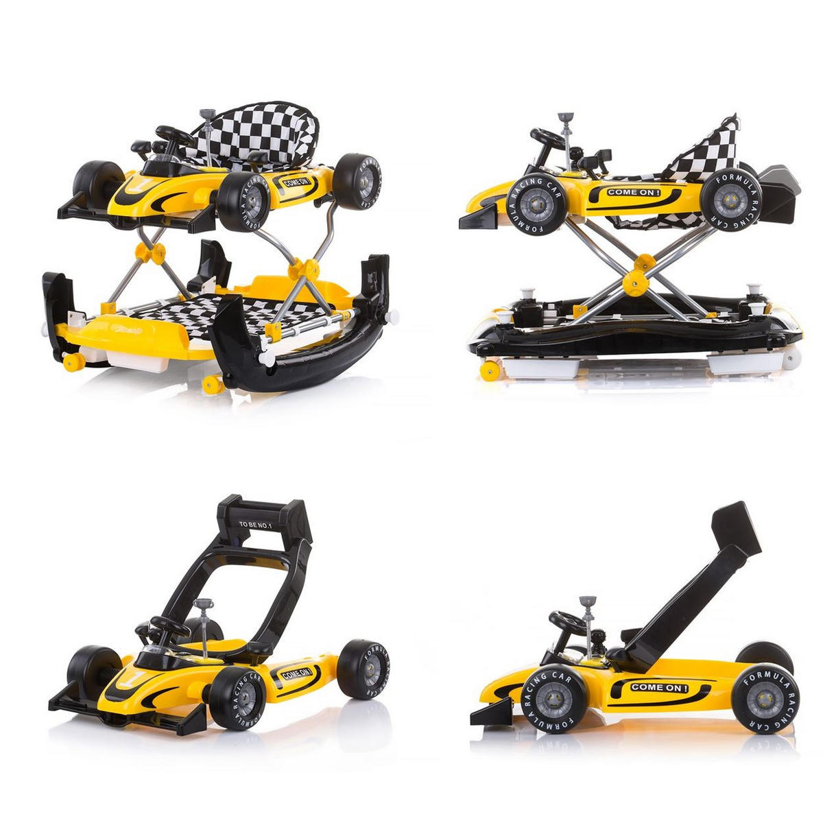 LAUFHILFE 4 in 1 Racer gelb verstellbar, Wippe, Activitycenter - Gelb, Kunststoff (67/55/70cm) - Chipolino