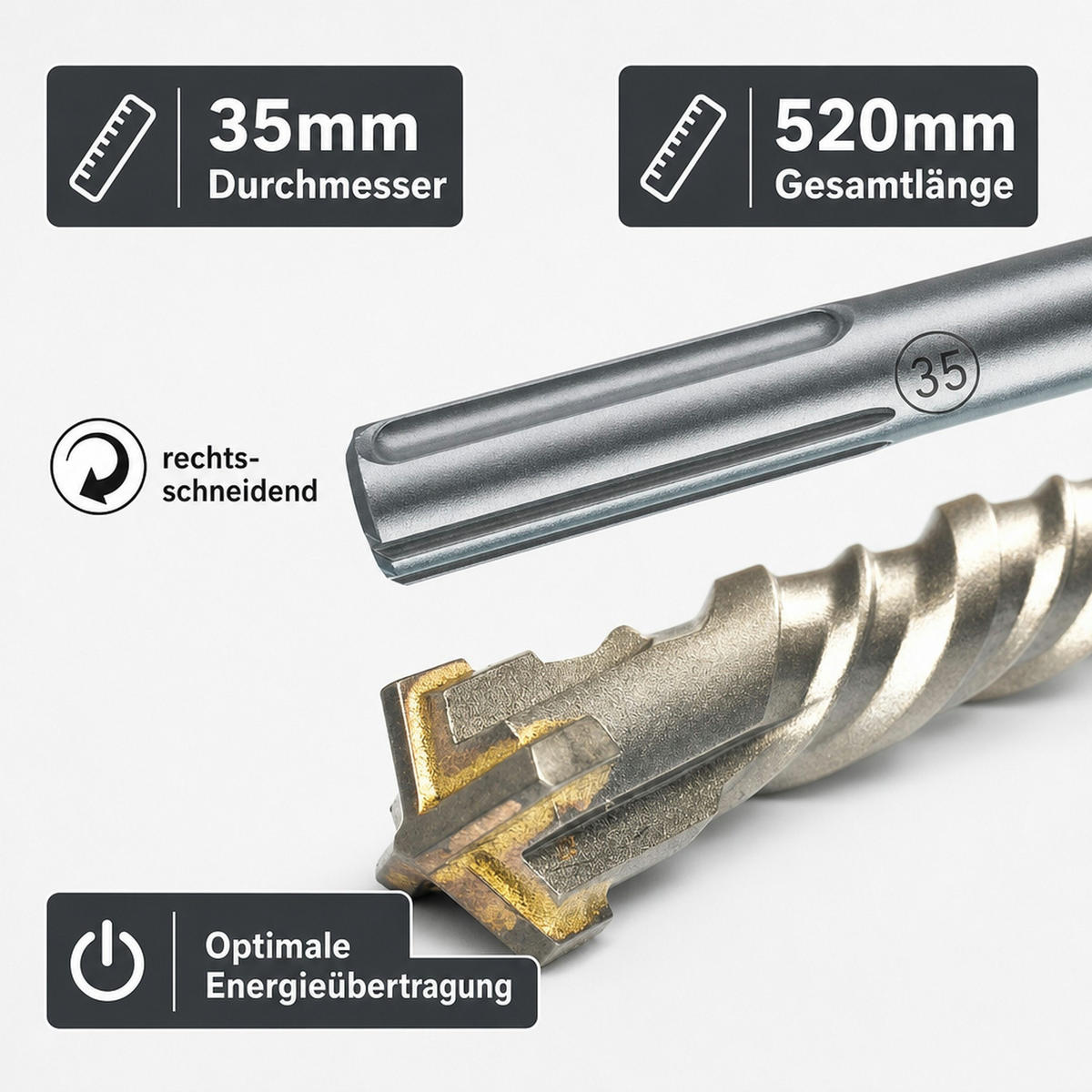 SDS Max Hammerbohrer - Edelstahlfarben, Metall (30/2/2cm) - KLASEBO