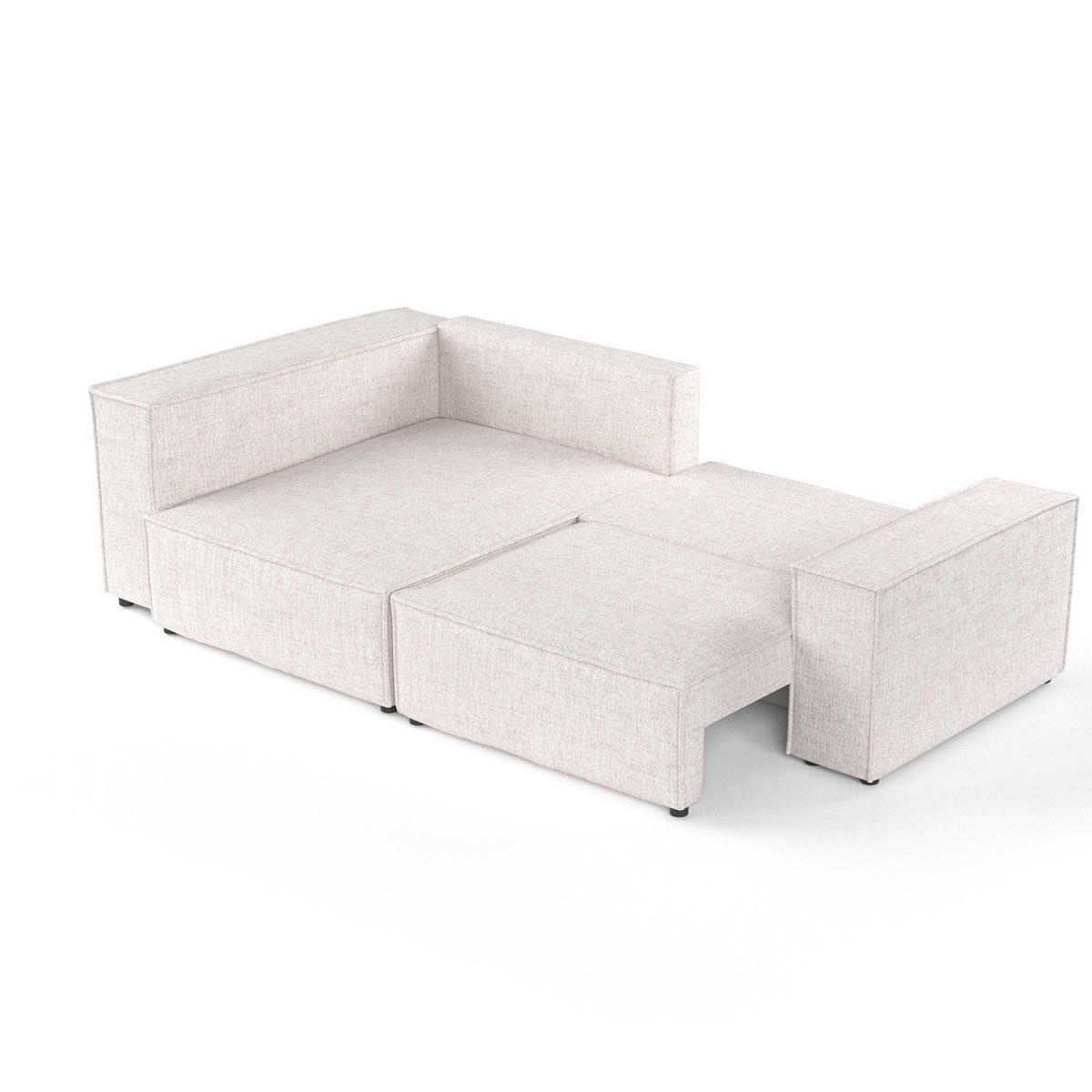 ECKSOFA AVION mit Schlaffunktion Hellbeige im Neve Stoff - Sandfarben/Schwarz, Holz/Holzwerkstoff (253/148cm) - AltaBeds