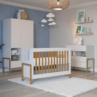BABYZIMMER 3-teilig Weiß und Holz - Weiß, Holzwerkstoff (66/89/130cm) - Petits-meubles