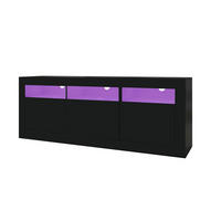 TV-SCHRANK DE-40482 2 Schubladen und 2 Türen mit LED Schwarz - Schwarz, Holzwerkstoff (160/60/35cm) - ComfortXL