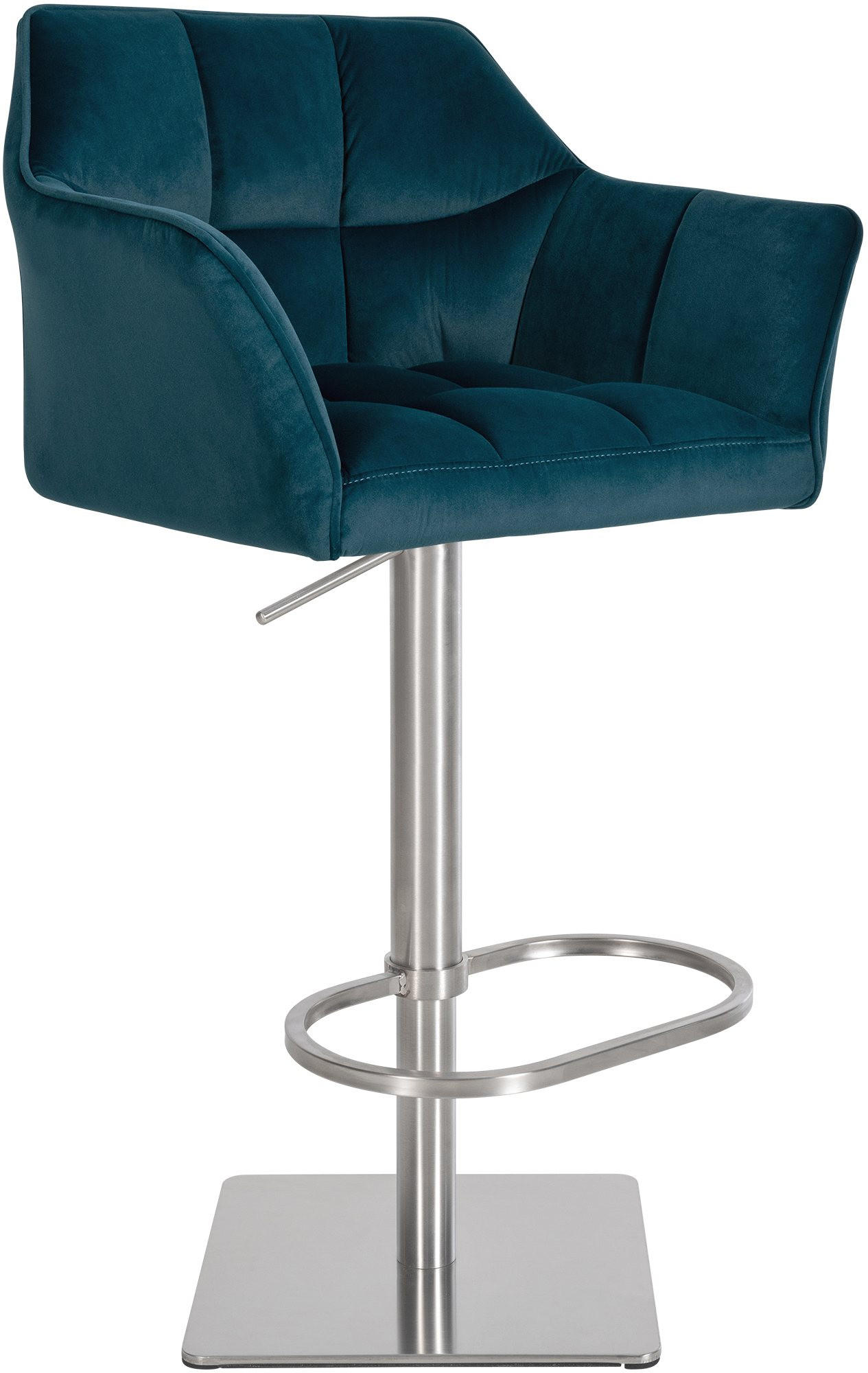 BARHOCKER Samt Grün - Edelstahlfarben/Grün, Textil/Metall (64/88/45cm) - CLP