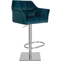 BARHOCKER Samt Grün - Edelstahlfarben/Grün, Textil/Metall (64/88/45cm) - CLP