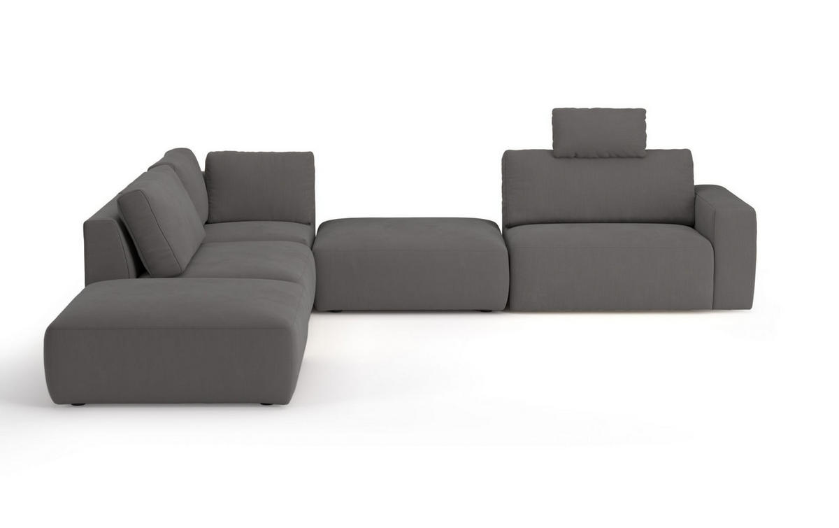 ECKSOFA hochwertige und außergewöhnliche Handwerkskunst - Dunkelgrau/Schwarz, Holz/Kunststoff (345/373cm) - Cotta