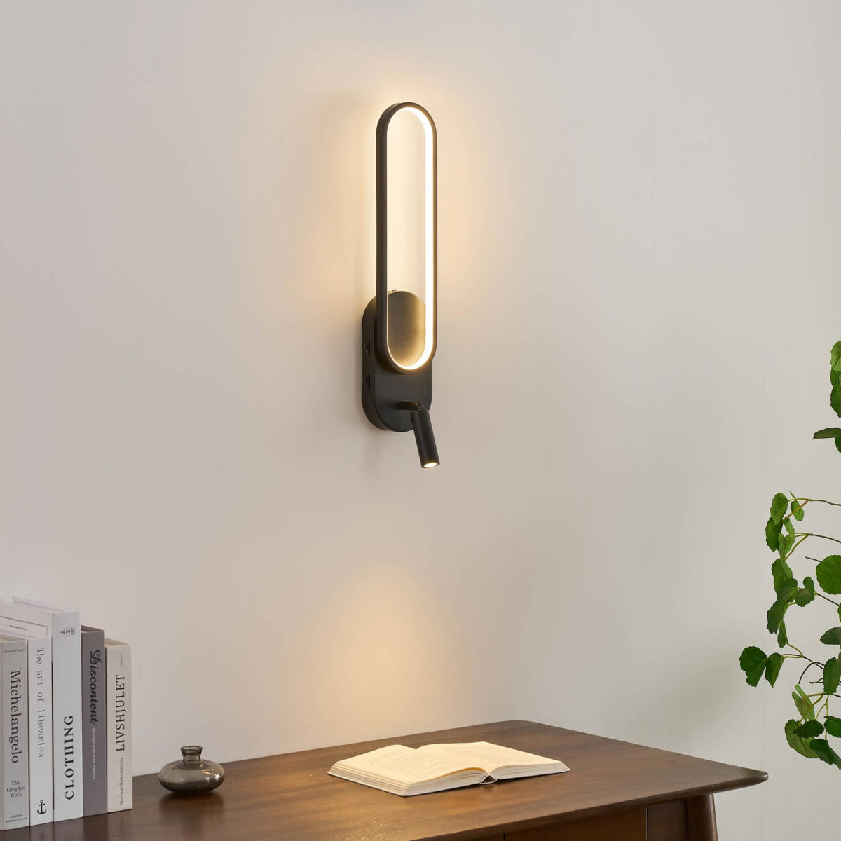 WANDLEUCHTE Jena, Schwarz, 49cm - Schwarz, Metall (15/49/49cm) - KOSILUM