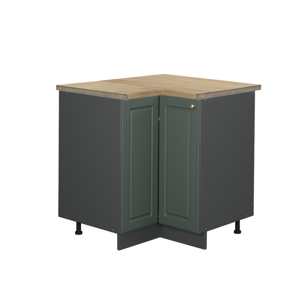ECKUNTERSCHRANK Fame-Line Grün-Gold Landhaus 80.5 cm , AP Eiche - Anthrazit/Grün, Holzwerkstoff (80.5/82/60cm) - Vicco