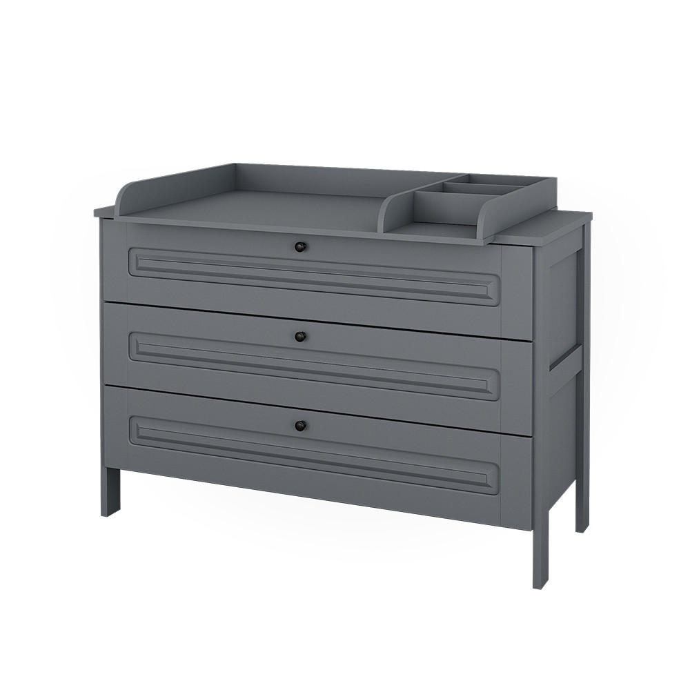 WICKELKOMMODE Ajaton Grau 133 x 98.4 cm mit 3 Schubladen - Grau, Holzwerkstoff (133/98.4/70cm) - VitaliSpa
