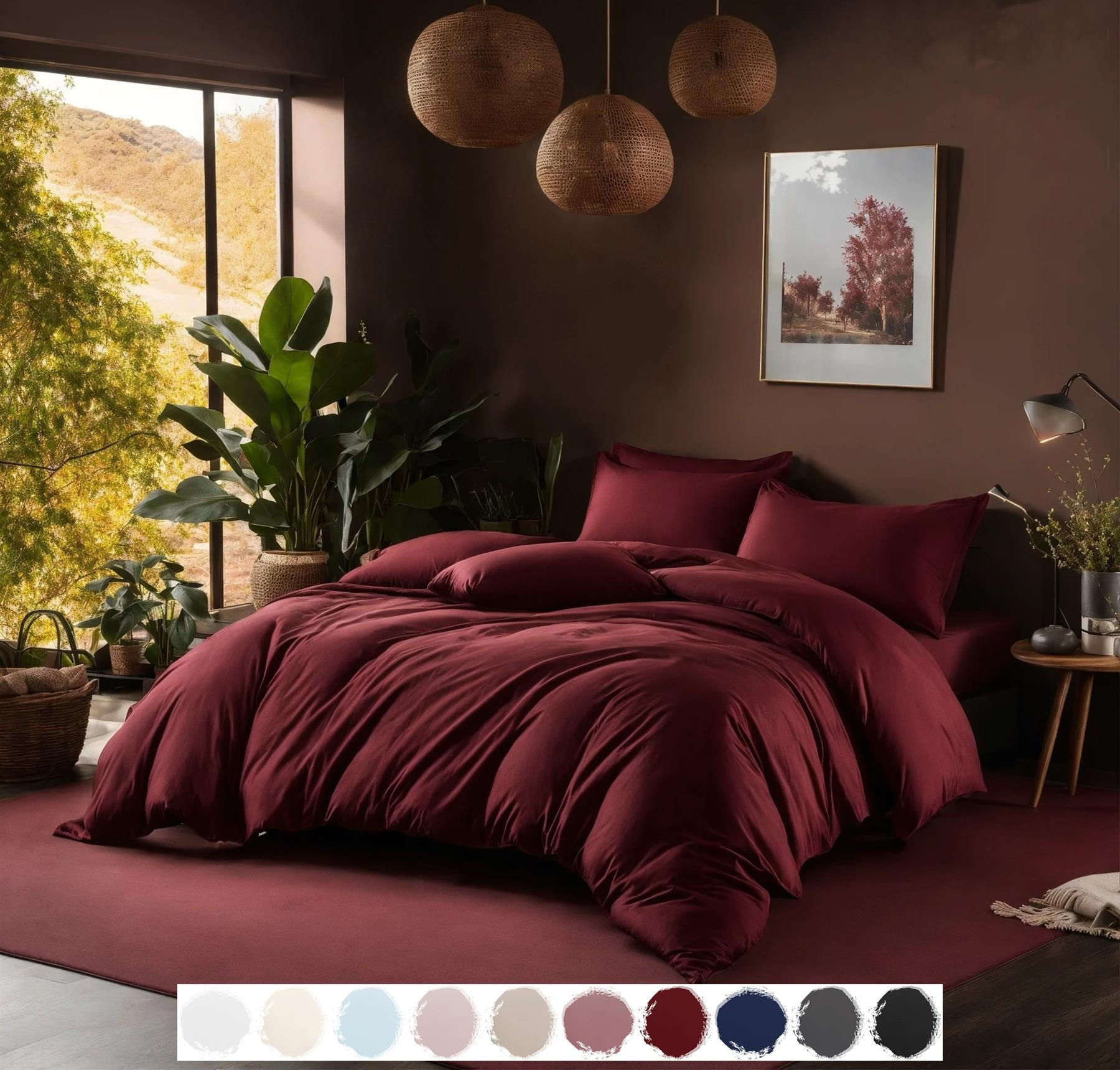 BETTWÄSCHE 155x220 Interlock Jersey Bettbezug einfarbig Baumwolle Bordeaux Rot Uni - Made in Germany - Bordeaux, Textil (155/220cm) - Carpe Sonno