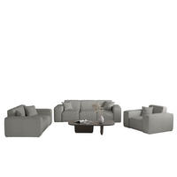 SOFASET Celes Premium 3-2-1 Stoff Scala - Grau, Holzwerkstoff/Textil (225/73/88cm) - Fun Möbel