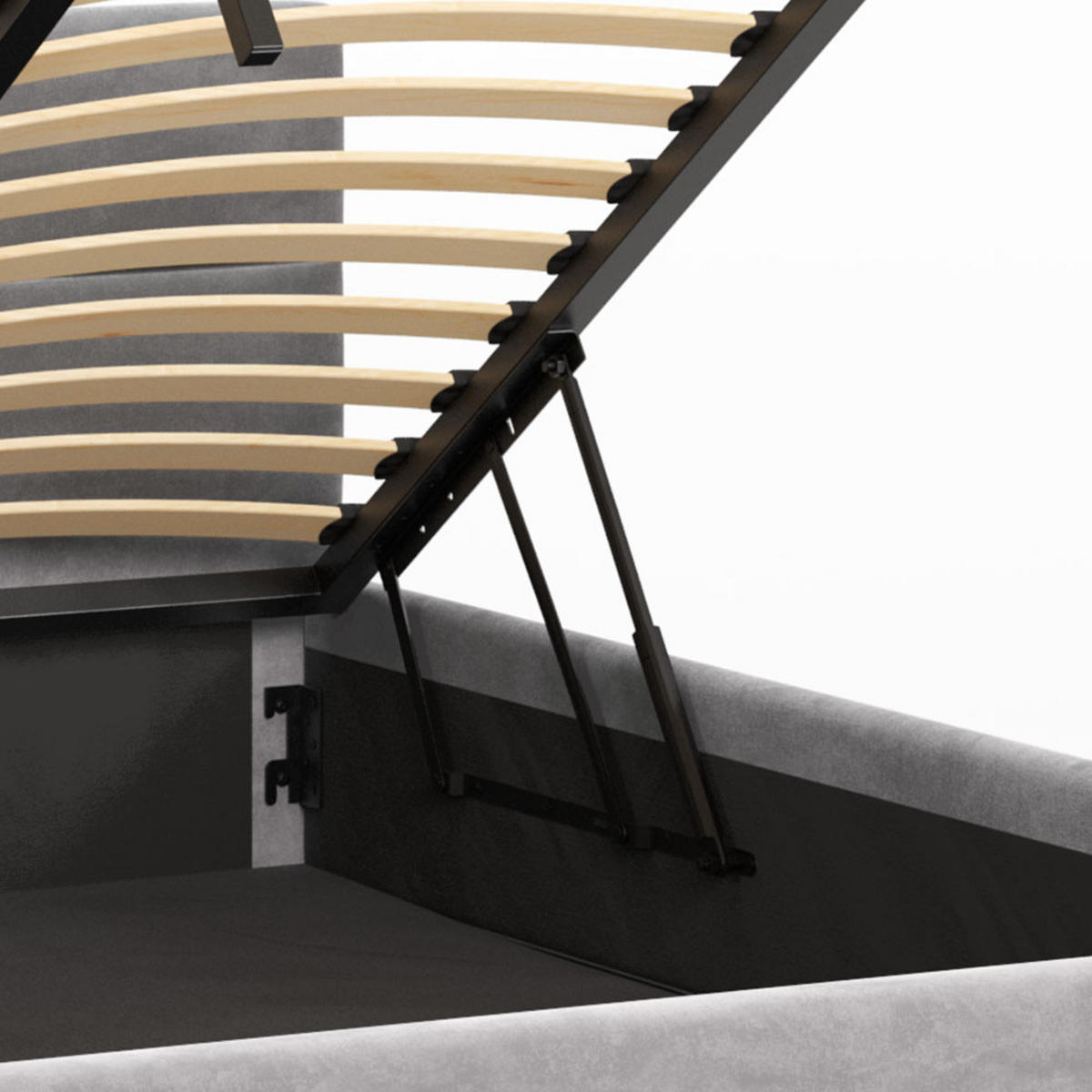 POLSTERBETT 160×200 mit Bettkasten und Lattenrost Mika HLR-22 Grau Velours - Grau, Holz (160/200cm) - Jana