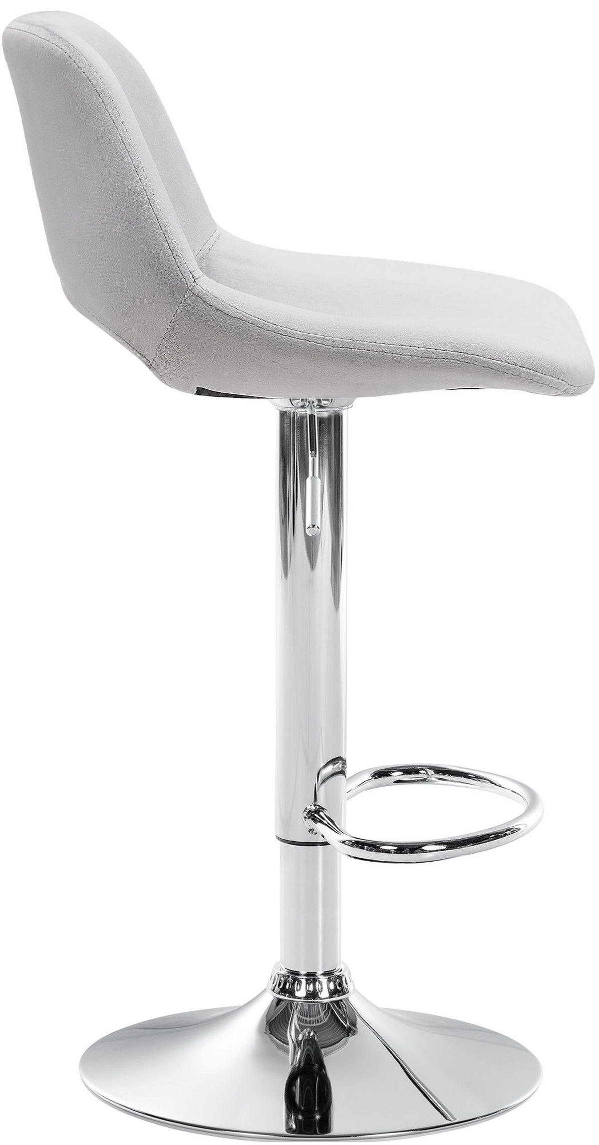 BARHOCKER JAKSON Hellgrau Samt Chrom - Hellgrau, Textil/Metall (42/86/46cm) - DELUKE