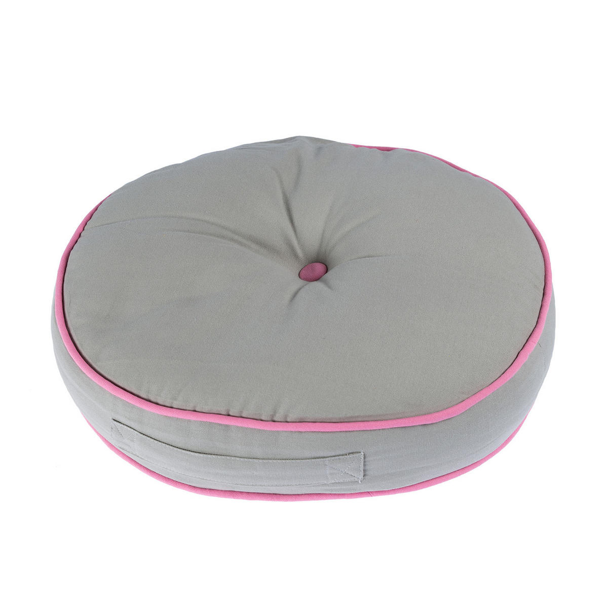 BODENKISSEN rund, grau-rosa, Ø 43/7 cm - Rosa/Grau, Textil (43/43/7cm) - Homescapes
