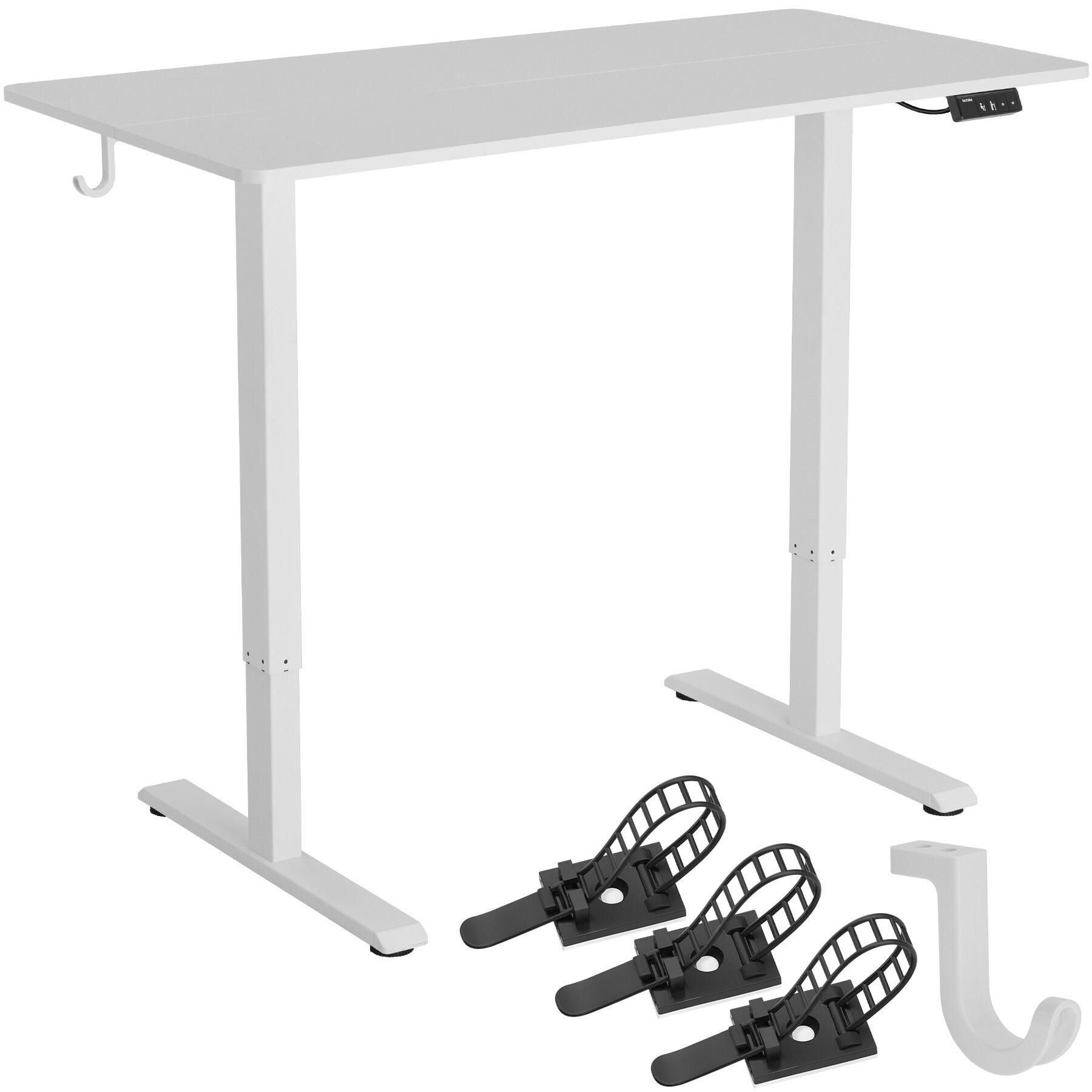 HÖHENVERSTELLBARER SCHREIBTISCH Loki, 120 x 60 x 71 – 116 cm, weiß - Weiß, Metall (60/120/116cm) - tectake