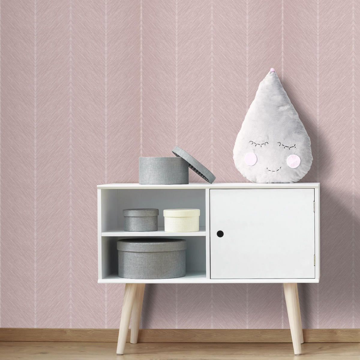TAPETE Fischgrätmuster - Pink, Papier (53/1000cm) - Sanders & Sanders
