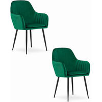 ESSZIMMERSTUHL 2er Set Grüner Velours, gepolsterte Rückenlehne, bequeme Sitzfläche - Grün, Textil (43/89/43cm) - Best For Home